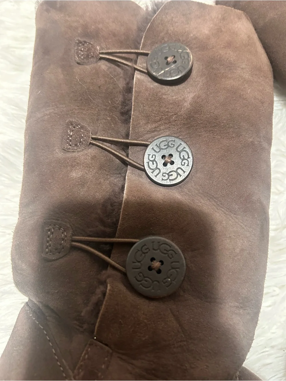 UGG Chocolate Brown Tall Bailey Button Boots 8